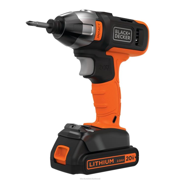 BLACK+DECKER N20D535Chave de impacto sem fio máxima de 20 V com carregador e ponta de fixação ferramentas