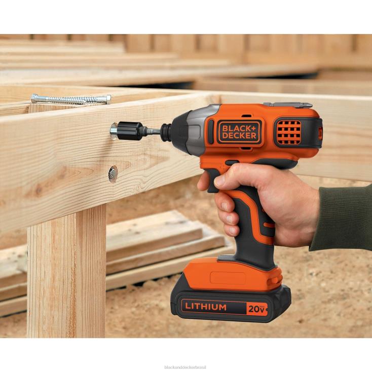 BLACK+DECKER N20D537Somente ferramenta de driver de impacto sem fio com conexão de energia máxima de 20 V e 1/4 pol. ferramentas