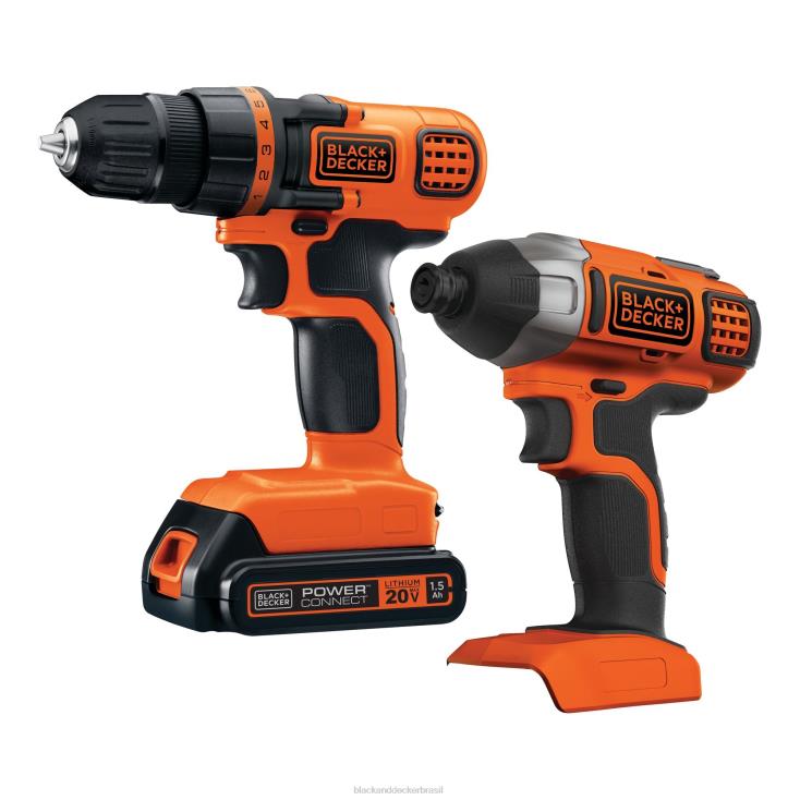 BLACK+DECKER N20D540Kit combinado de furadeira sem fio máxima de 20v e chave de impacto com bateria e carregador ferramentas