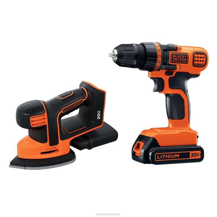 BLACK+DECKER N20D543Kit combinado de lixadeira com detalhe de mouse e furadeira sem fio 20v max powerconnect ferramentas
