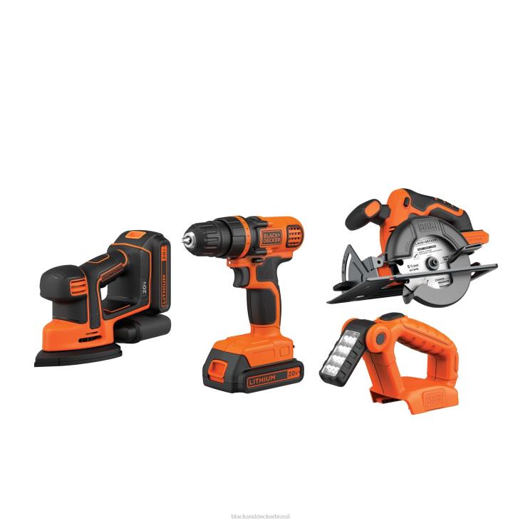 BLACK+DECKER N20D545Kit combinado de furadeira sem fio 20v max powerconnect 4 ferramentas ferramentas