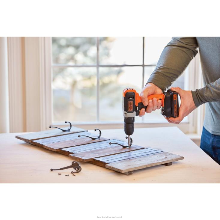 BLACK+DECKER N20D546Furadeira sem fio máxima de 20 V com kit de projeto doméstico de 28 peças ferramentas