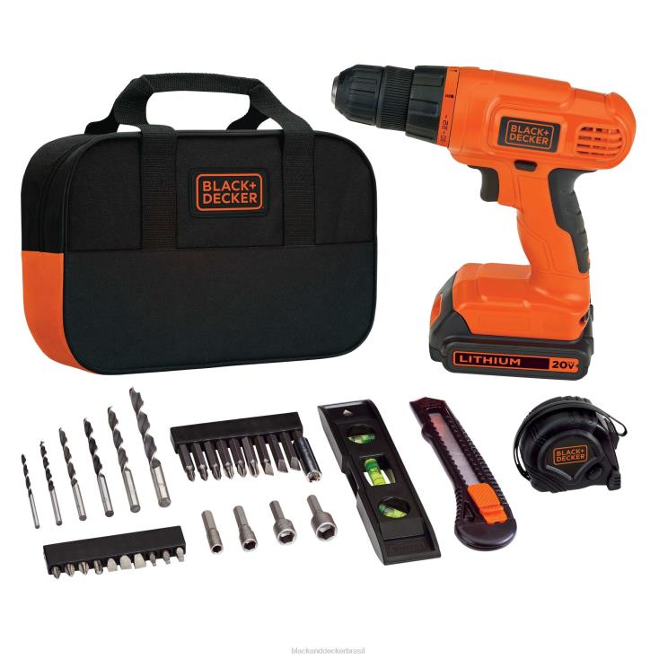 BLACK+DECKER N20D548Broca máxima de 20 V e kit de ferramentas domésticas com 34 peças ferramentas