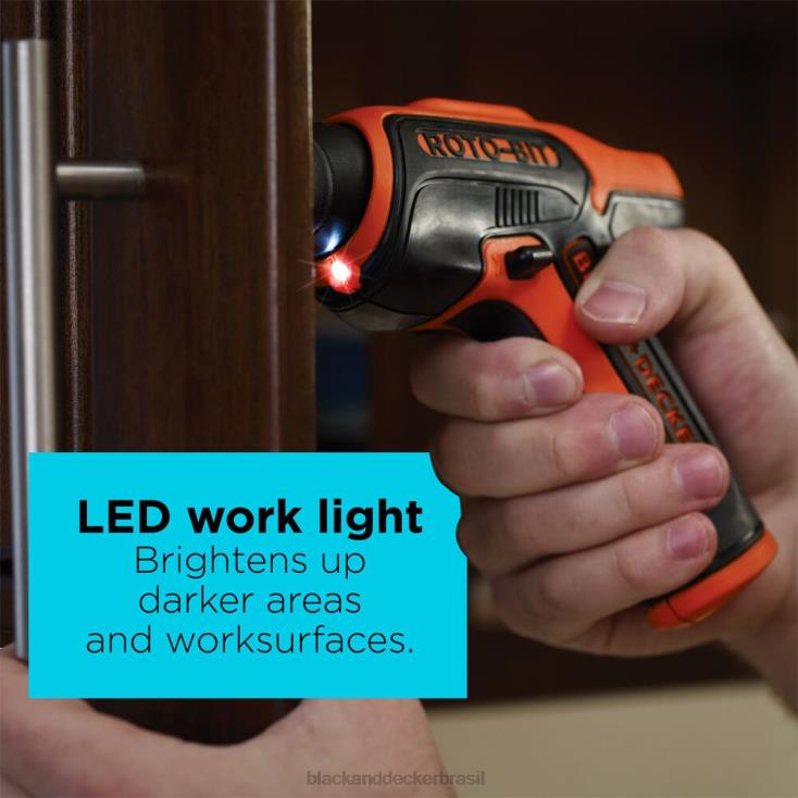 BLACK+DECKER N20D560Chave de fenda sem fio máxima de 4 V com armazenamento de pontas ferramentas