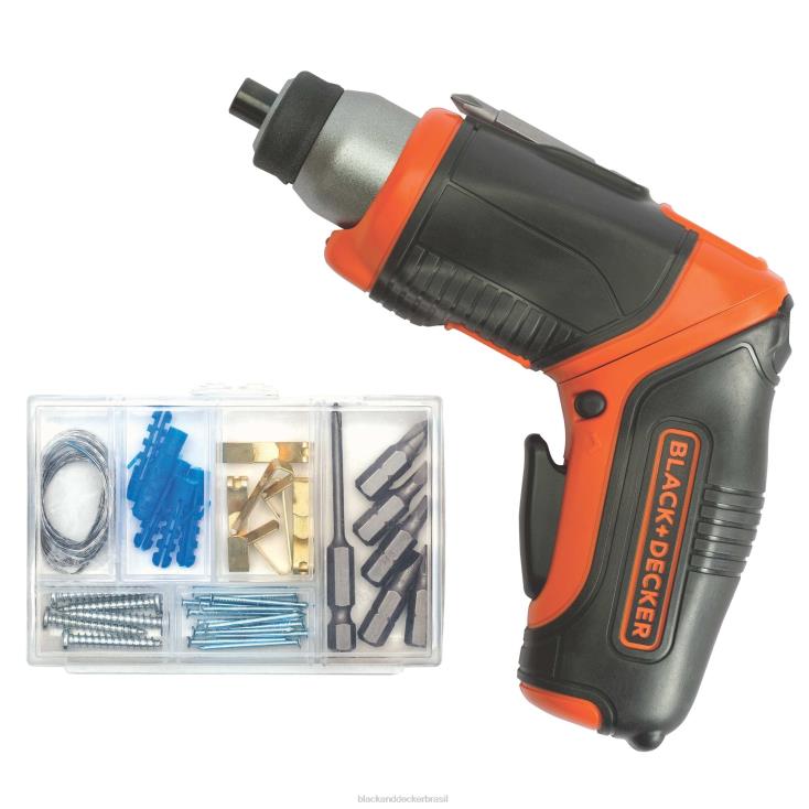 BLACK+DECKER N20D564Chave de fenda sem fio máxima de 4 V com kit para pendurar quadros ferramentas