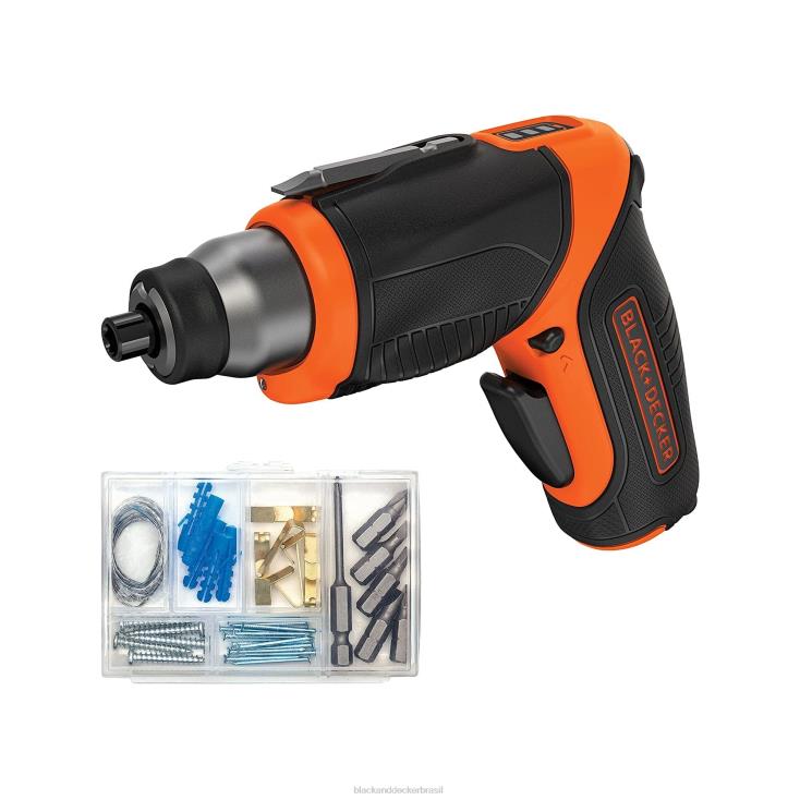 BLACK+DECKER N20D564Chave de fenda sem fio máxima de 4 V com kit para pendurar quadros ferramentas