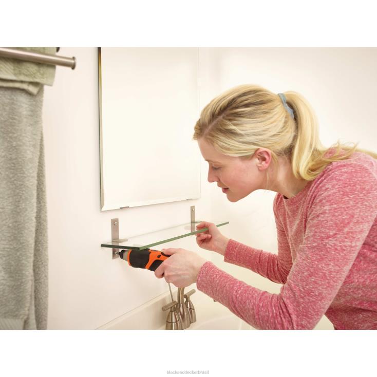 BLACK+DECKER N20D564Chave de fenda sem fio máxima de 4 V com kit para pendurar quadros ferramentas