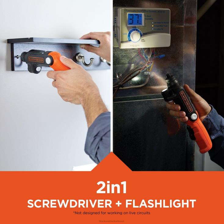 BLACK+DECKER N20D565Chave de fenda sem fio max 4v com luz led ferramentas
