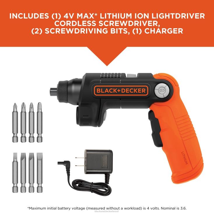 BLACK+DECKER N20D565Chave de fenda sem fio max 4v com luz led ferramentas