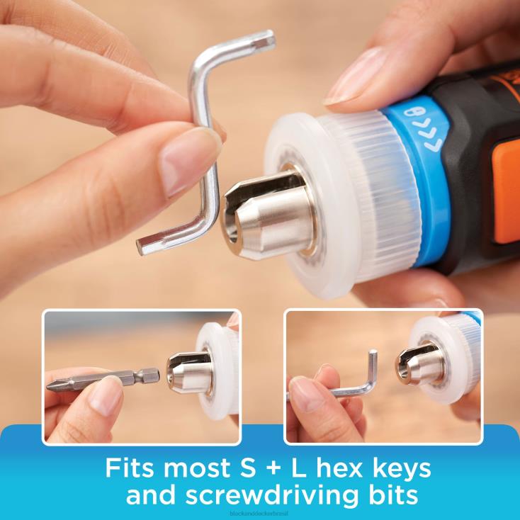 BLACK+DECKER N20D568Chave de fenda sem fio máxima de 4V, pontas sortidas hexagonais em forma de L de 2 polegadas ferramentas
