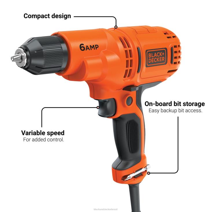 BLACK+DECKER N20D570kit de chave de furadeira elétrica de 3/8 pol. 6,0 A com fio ferramentas