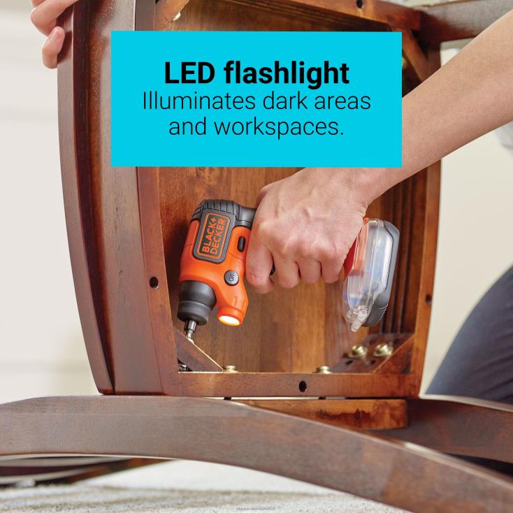 BLACK+DECKER N20D588Chave de fenda sem fio lightdriver 4v max com pacote de armazenamento ferramentas