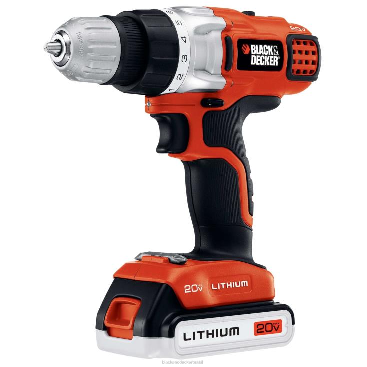 BLACK+DECKER N20D591Furadeira/driver de 2 velocidades de lítio máximo de 20 V com bolsa de armazenamento e carregador rápido ferramentas