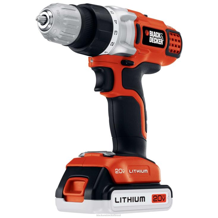BLACK+DECKER N20D591Furadeira/driver de 2 velocidades de lítio máximo de 20 V com bolsa de armazenamento e carregador rápido ferramentas