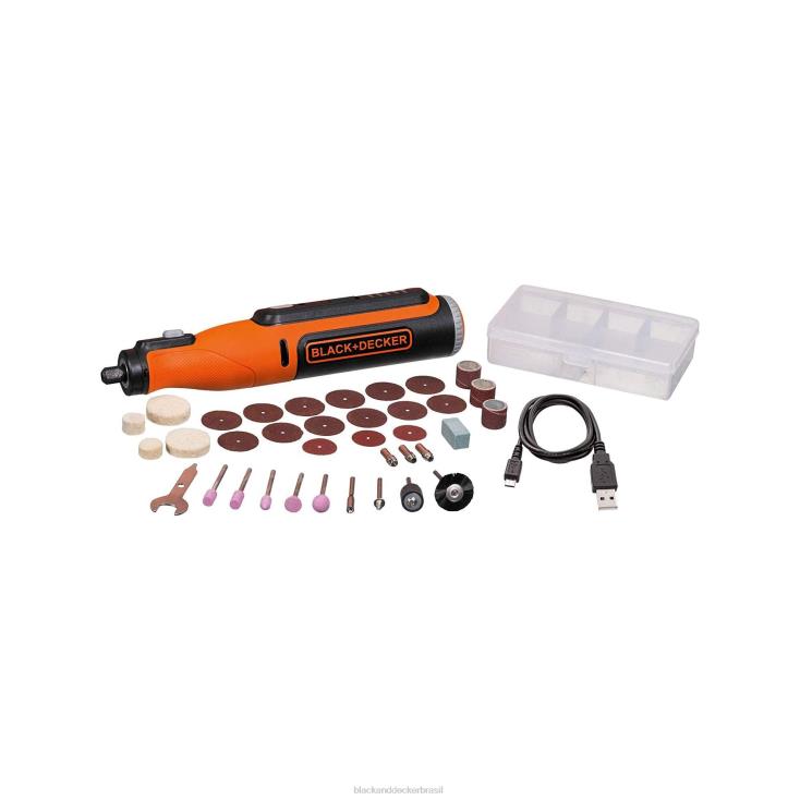 BLACK+DECKER N20D671Ferramenta rotativa máxima de 8 V com kit de acessórios versátil sem fio de 35 peças ferramentas