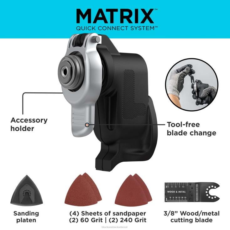 BLACK+DECKER N20D684acessório multiferramenta oscilante de matriz com estojo de armazenamento ferramentas