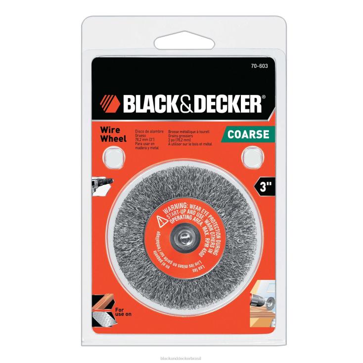 BLACK+DECKER N20D639roda de arame haste grossa frisada de 1/4 pol. 3 pol. ferramentas