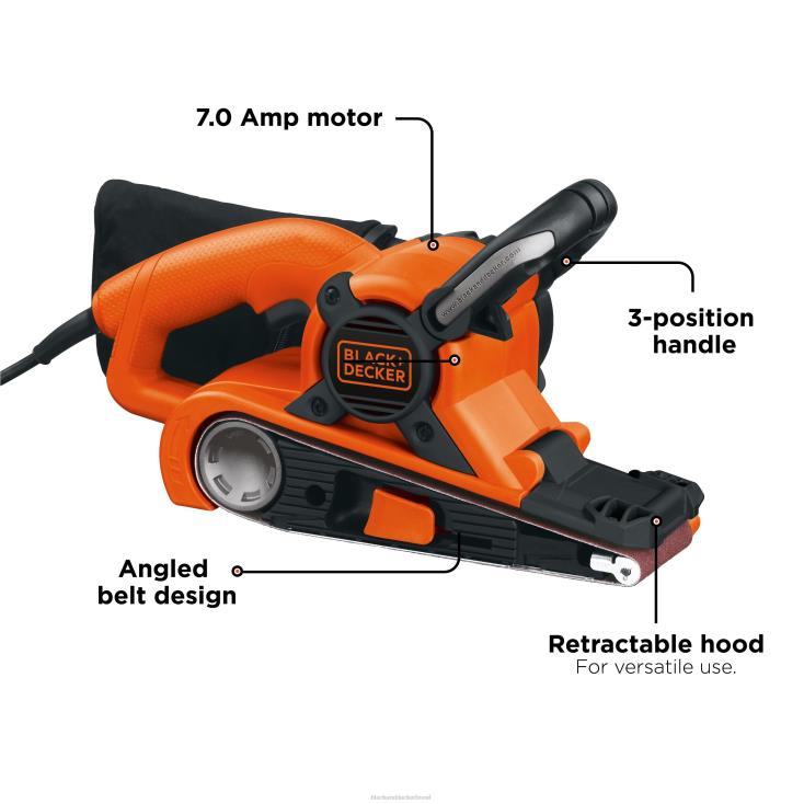 BLACK+DECKER N20D645lixadeira de cinta com saco de pó de 7 A, 3 polegadas por 21 polegadas ferramentas