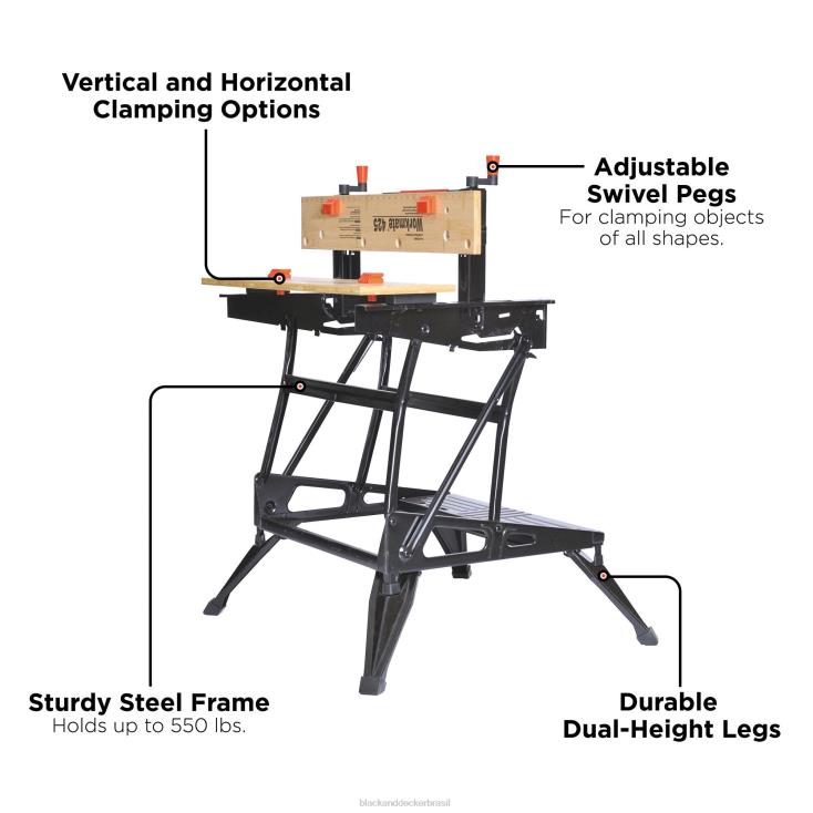 BLACK+DECKER N20D689Bancada de trabalho portátil Workmate com capacidade de 425 a 550 libras ferramentas