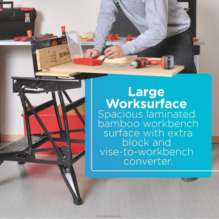 BLACK+DECKER N20D689Bancada de trabalho portátil Workmate com capacidade de 425 a 550 libras ferramentas