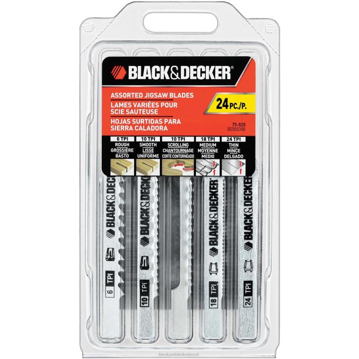 BLACK+DECKER N20D662conjunto de lâminas de serra de vaivém madeira variada e metal pacote com 24 ferramentas