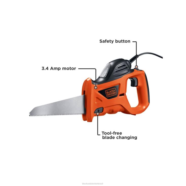 BLACK+DECKER N20D669serra manual elétrica com bolsa de armazenamento de 3,4 amperes ferramentas