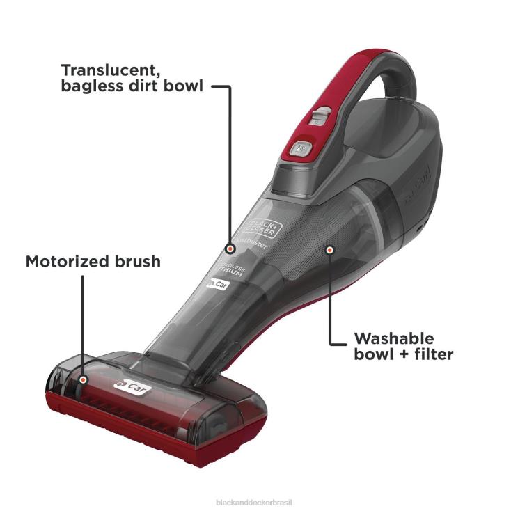BLACK+DECKER N20D2Aspirador de mão sem fio para carro Dustbuster QuickClean com escova de estofamento motorizada limpeza